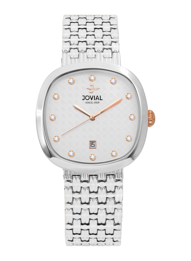 JOVIAL 5094 GSMQ 01 E Men's Fashion watch, White Dial, Quartz, Date Display, Stainless Steel Band,38mm - Image 1